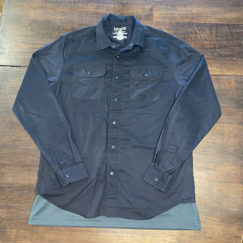 Vertx Shirt Mens Large Black Phantom LT Button Up Long Sleeve Under Shirt Lined